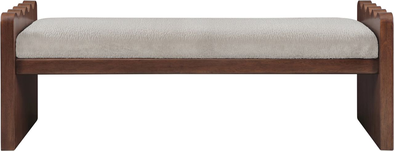Sonia Velour Fur Fabric Bench In Beige And Brown By Meridian ... intended for Understanding the Allure of the Sonia Upholstered Bench in Cream Velour