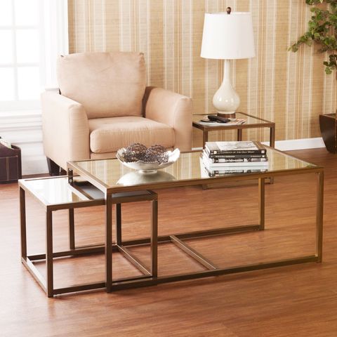 Southern Enterprises Nested 3 Piece Cocktail / End Table Set - Antique ... in Your Blueprint for a Harmonious Room Sloan Cocktail and End Tables Explained