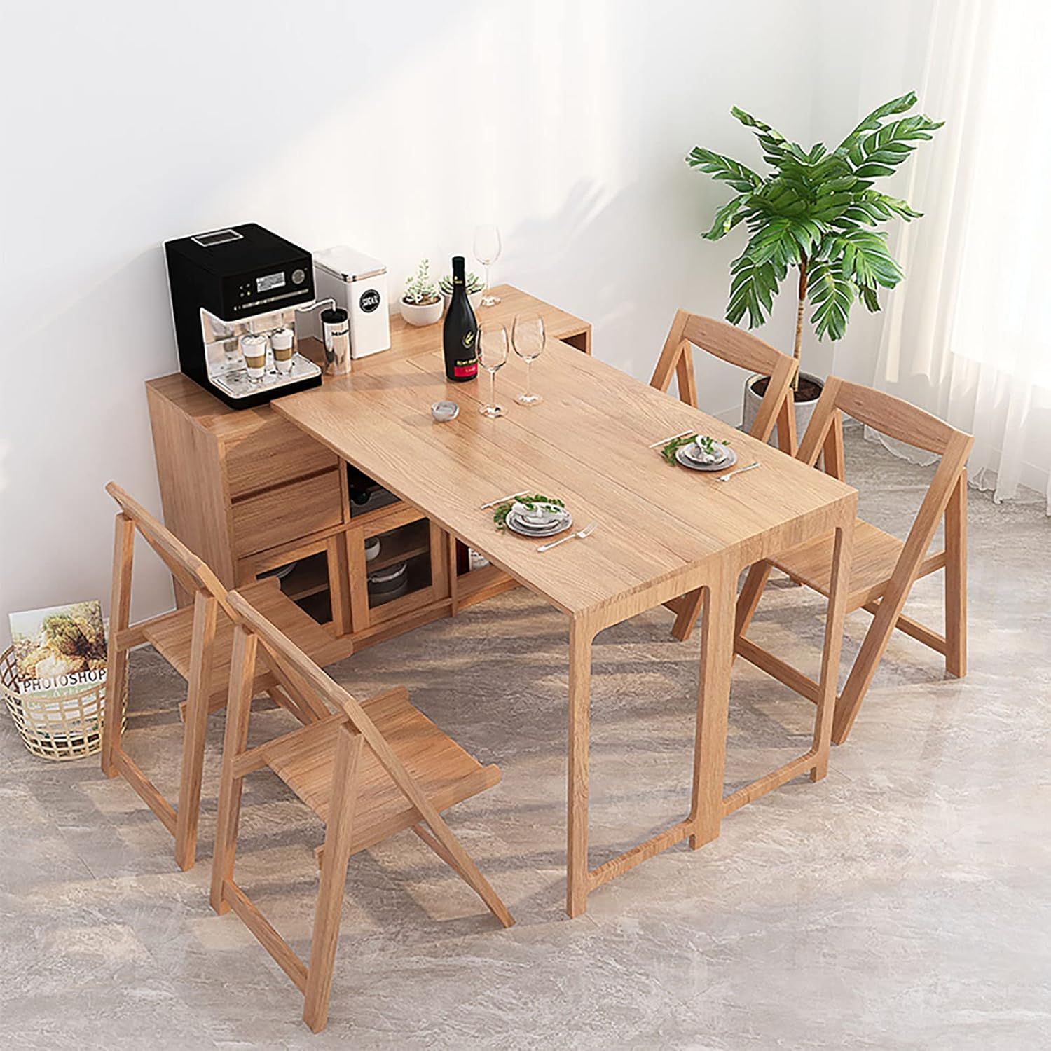 Space-Saving Folding Dining Table And Sideboard Philippines | Ubuy inside Space Saving Dining Table With Wheels