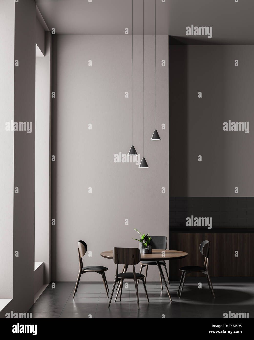 Spacious Modern Kitchen With Dining Table. Minimalist Dining Room ... for Less is more: how modern dining tables transform small kitchen spaces