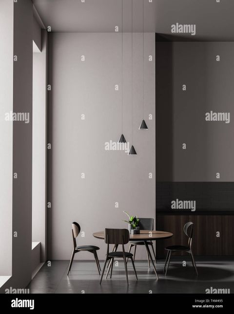 Spacious Modern Kitchen With Dining Table. Minimalist Dining Room ... for Less is more: how modern dining tables transform small kitchen spaces