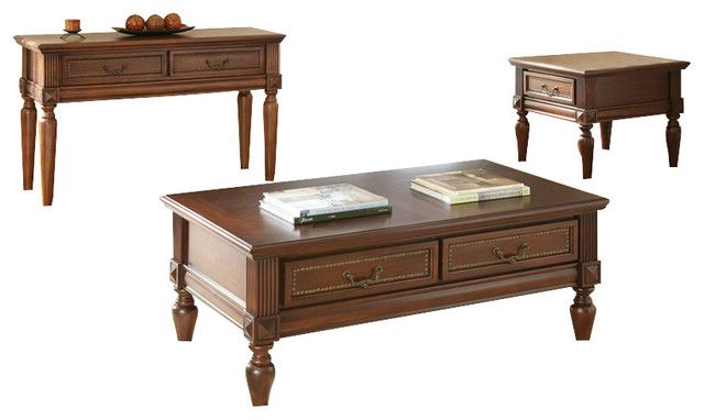 Steve Silver Company Davina 3 Piece Cocktail Table Set In Rich Cherry ... pertaining to Styling Your Home with a Classic Cherry Finish Coffee Table Ensemble