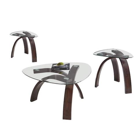 Steve Silver Pitman 3-Piece Occasional Set Merlot With Beveled Glass ... within 3 Piece Occasional Table Set, Dark Merlot