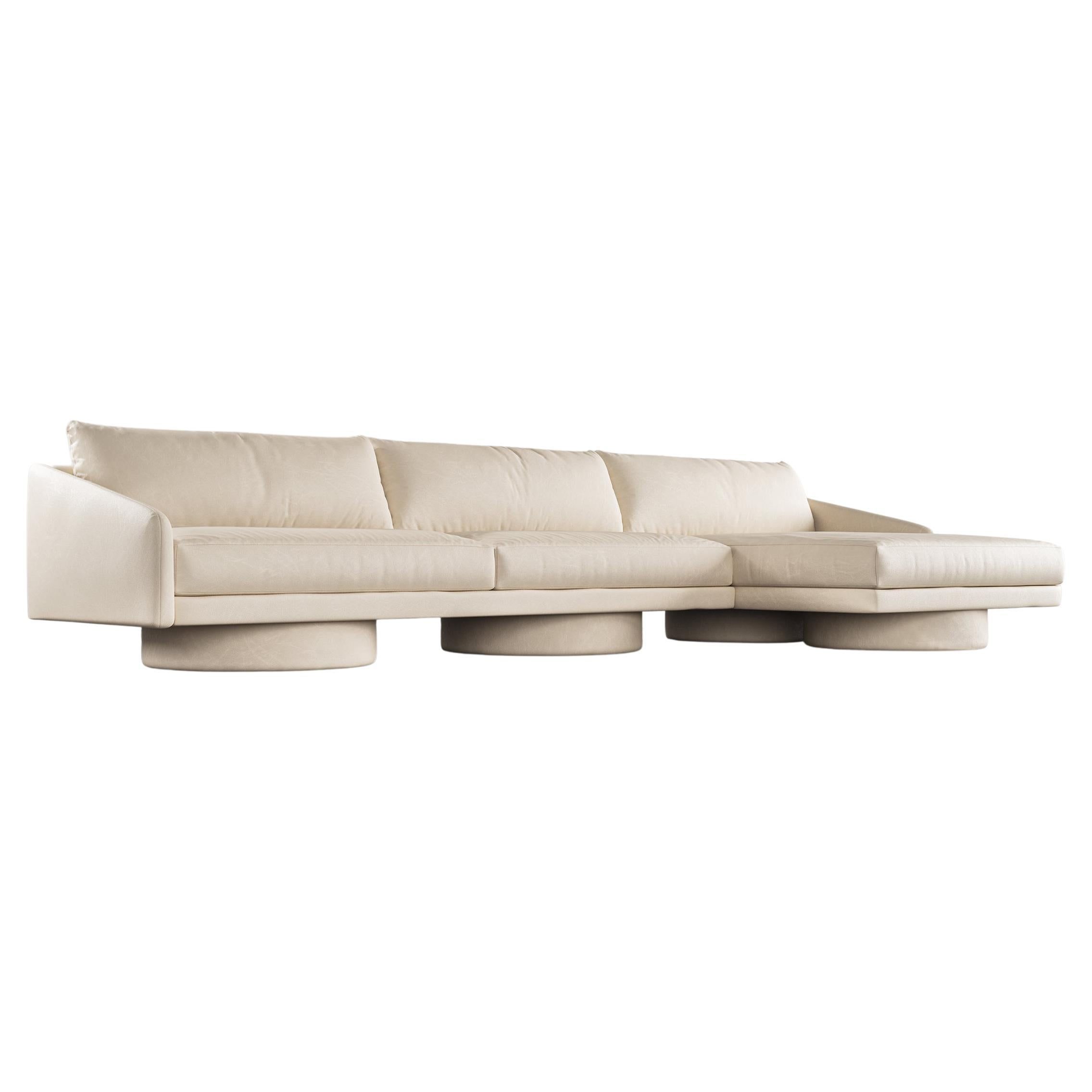 Surge Sectional - Modern Sectional Sofa In Cream Faux Leather For Sale ... inside Deep Seating Comfort The Las Vegas Clive Sofa Cream Explained