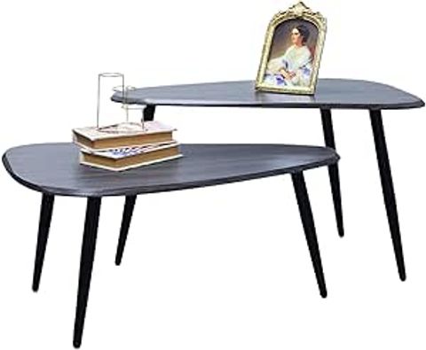 Suruim Oval Coffee Table Set - 2-Piece Combination, Wood Grain Design ... inside Beyond the Trend The Lasting Charm of Arzon's Bronze Coffee Table Set