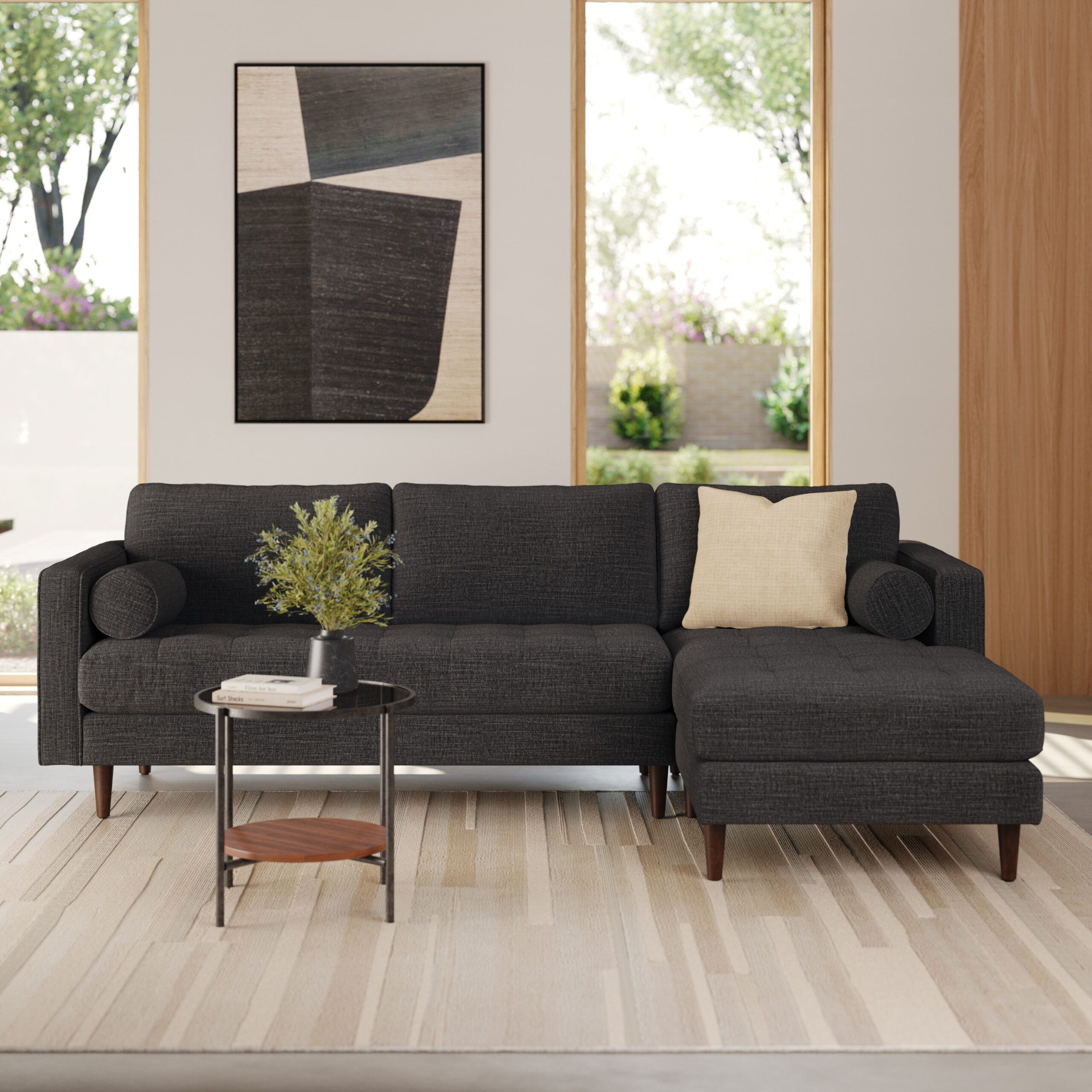 Sven Charcoal Gray Right Sectional Sofa, Linen-Blend Performance Fabric ... intended for From Room to Oasis Elevating Your Space with the Morrison Charcoal Gray Sectional