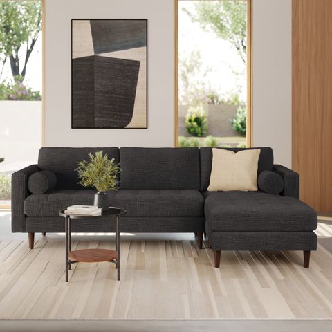 Sven Charcoal Gray Right Sectional Sofa, Linen-Blend Performance Fabric ... intended for From Room to Oasis Elevating Your Space with the Morrison Charcoal Gray Sectional