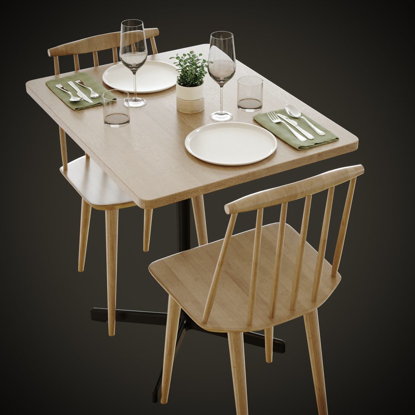 Table Dinner | Cgtrader intended for Creating a Cozy Nook with a Dark Taupe 3-Piece Table Ensemble