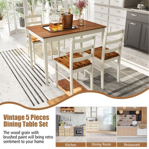 Tangkula Dining Table Set For 4, Solid Wood, Farmhouse Dinette Set W ... in Exploring affordable modern dining table options for every home