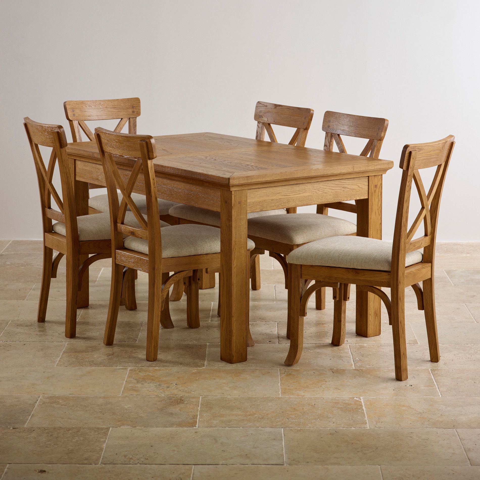 Taunton Rustic Solid Brushed Oak Dining Set - 4Ft 7 Extending Dining ... intended for The Art of Entertaining Guests at a Wooden Dining Table for Six