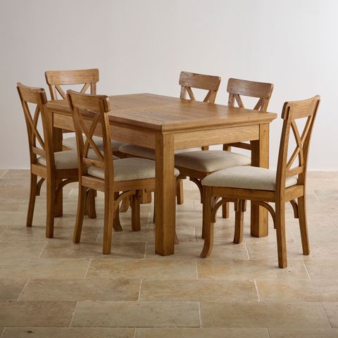 Taunton Rustic Solid Brushed Oak Dining Set - 4Ft 7 Extending Dining ... intended for The Art of Entertaining Guests at a Wooden Dining Table for Six