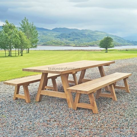 Teak Garden Dining Table & Benches Set within Understanding the timeless appeal of teak wood dining table and bench sets