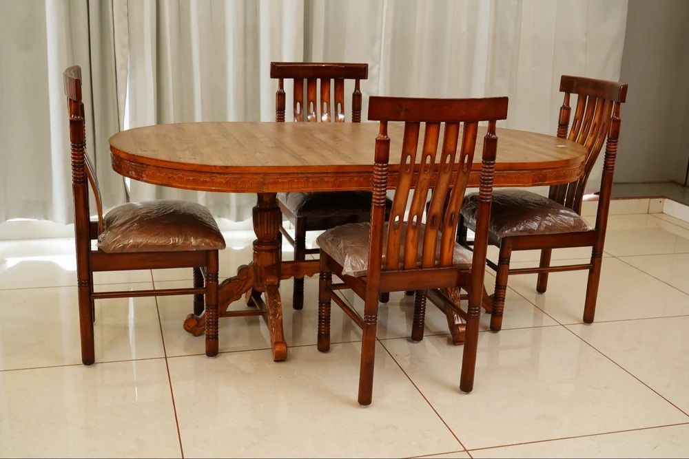 Teak Wood Dining Table 6 Chair At ₹ 50000/Set | Teak Wood Dining Table ... with regard to Teak Wood Dining Table With Matte Finish