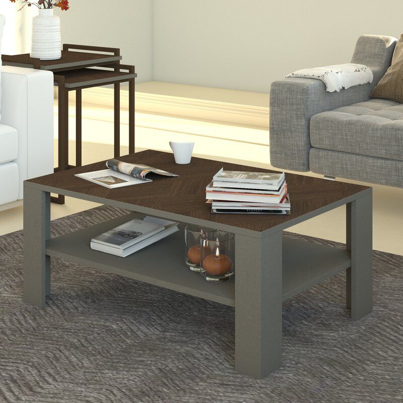 The Best 3-Piece Coffee Tables throughout Contemporary 3-Piece Coffee Table Set With Angled Legs And Extra Storage Shelf, Walnut/Gray