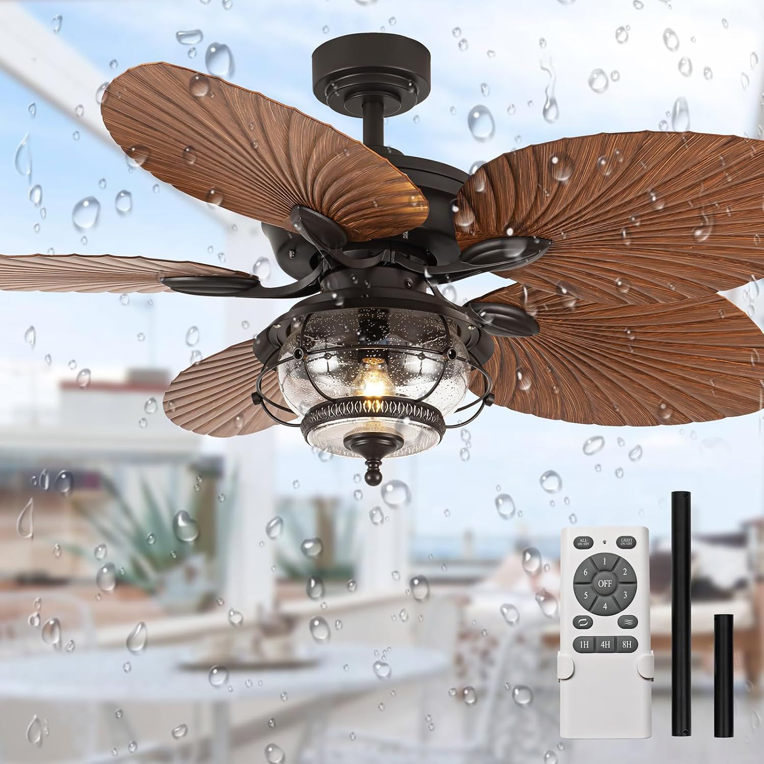 Tiferor 52&quot; Patio Ceiling Fans With Lights And Remote, Ip65 Waterproof ... for The Science Behind Effective Air Circulation for Outdoor Cafe Spaces