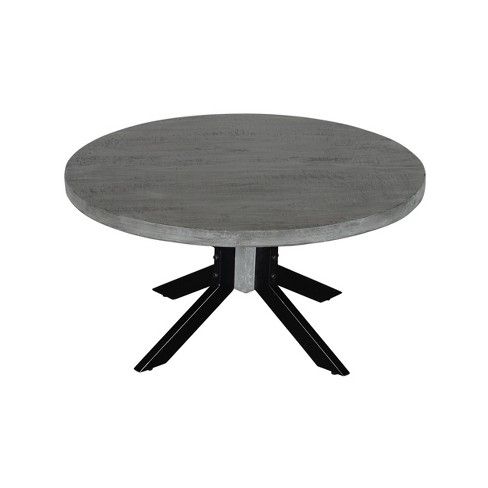 Timbergirl Root Mango Wood Round Dining Table Gray : Target within The Enduring Appeal of Dark Gray Rubber Wood Round Dining Tables