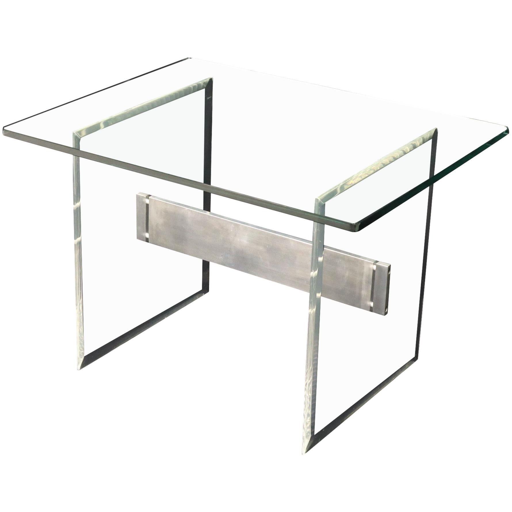 Travertine Base Glass Top Mid-Century Modern Side Table For Sale At ... with regard to Understanding the Design Details The Dotted White Metal Base Square Glass Top