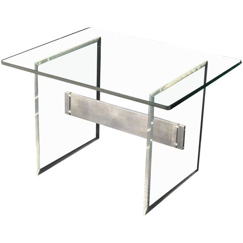 Travertine Base Glass Top Mid-Century Modern Side Table For Sale At ... with regard to Understanding the Design Details The Dotted White Metal Base Square Glass Top
