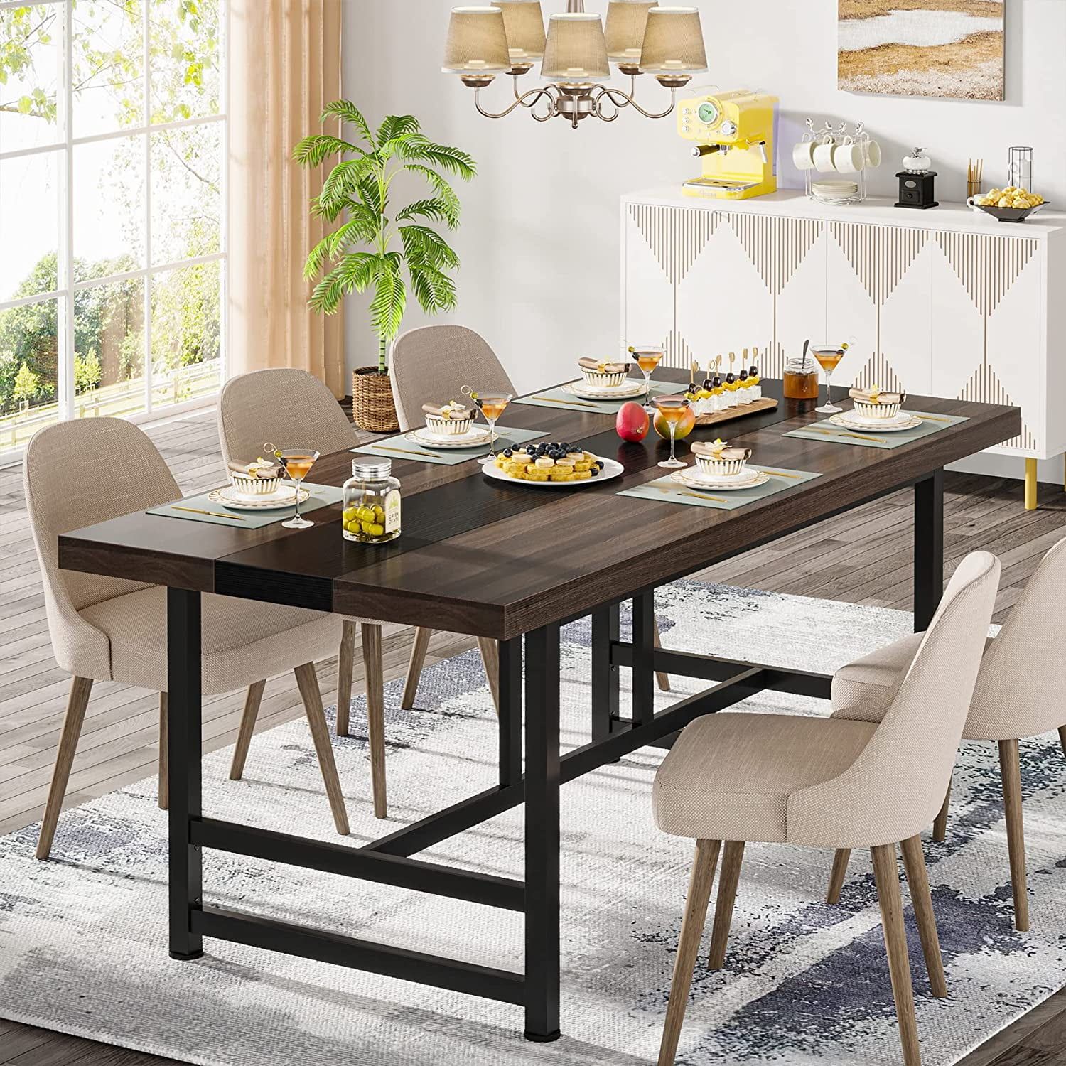 Tribesigns 70.9&quot; Dining Table For 6-8, Wood Farmhouse Kitchen Table ... for Choosing the Right Table With Butterfly Extension For Your Home