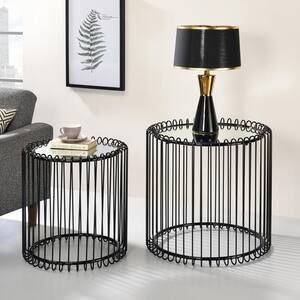 Tripar 26 In H, 23 In. H, 20 In. H Black Metal Round Nesting Tables ... for Furniture Of America Mendel Contemporary Metal 2-Piece Nesting Table In Black