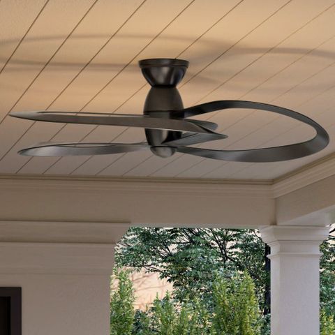Uhp9340 Modern Ceiling Fan 14.5''H X 48''W, Midnight Black Finish, Port ... in Modern Ceiling Fan For Outdoor Cafe Design