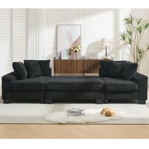 Uixe 118 In. Square Arm 3-Piece Corduroy Upholstered L-Shaped Sectional ... throughout Your Guide to Ultimate Relaxation With a Gray Corduroy Sectional and Its Comfy Companions