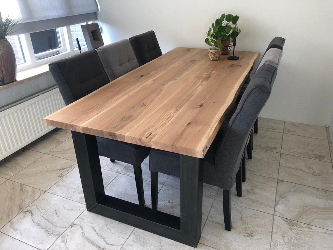 Uk Handmade Solid Oak Rectangular Dining Table, Chunky Oak Kitchen ... with regard to Rectangular Oak Dining Table With Bench