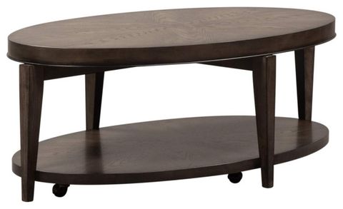 Unique Coffee Table, Tapered Legs With Oval Top And Lower Shelf, Dark Brown - Midcentury ... for Unique Coffee Table, Tapered Legs With Oval Top And Lower Shelf, Dark Brown