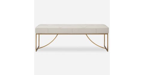 Uttermost 23843 Swale 53&Quot; Wide Stainless Steel Framed Leather Bench ... regarding A Closer Look at the Uttermost 23843 Swale Brushed Brass Bench