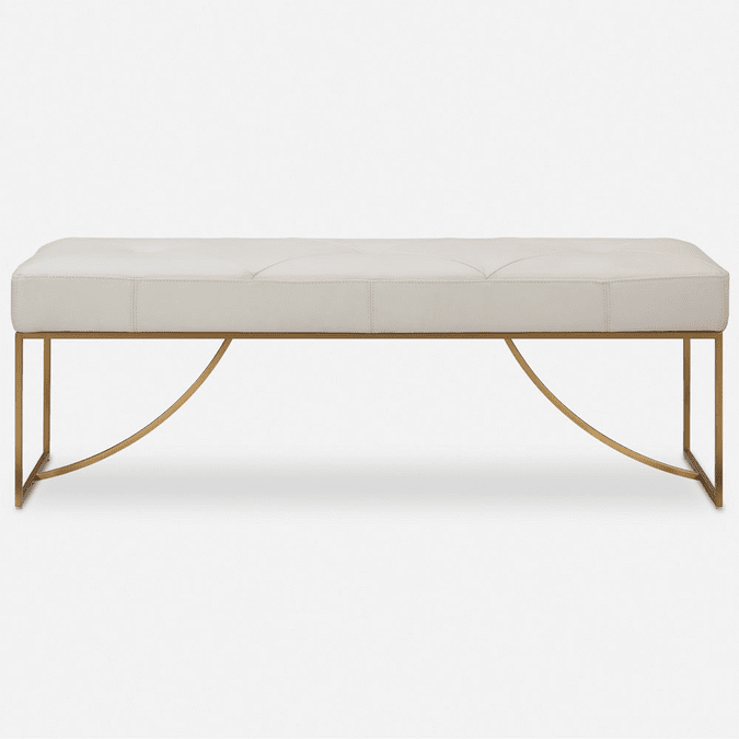 Uttermost 23843 Swale Modern Toasty Beige Bench - Utt-23843 within Uttermost - 23843 - Bench - Swale - Brushed Brass