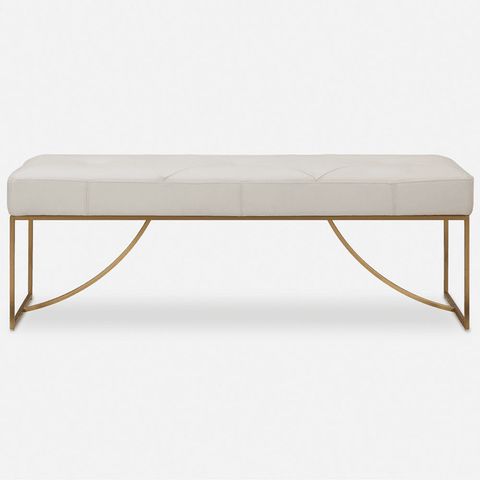 Uttermost 23843 Swale Modern Toasty Beige Bench - Utt-23843 within Uttermost - 23843 - Bench - Swale - Brushed Brass