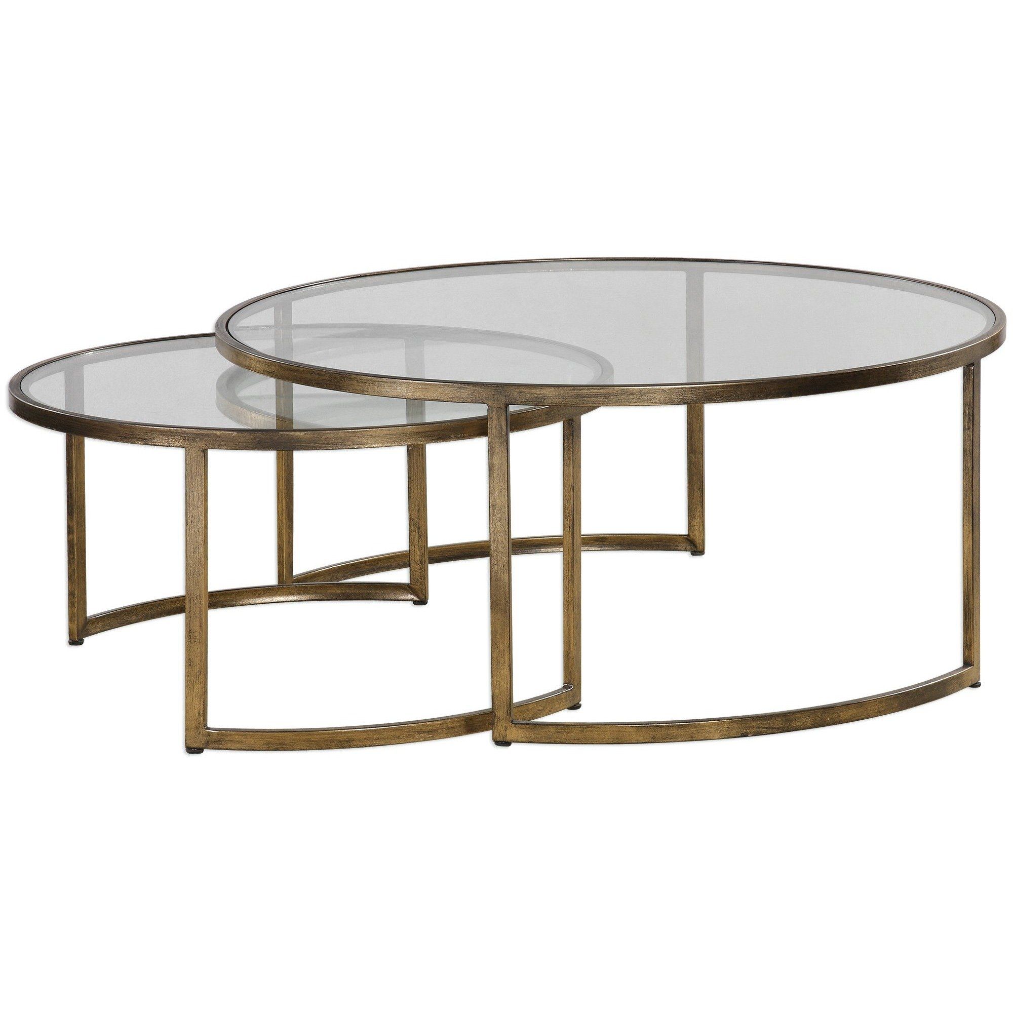 Uttermost 24747 Rhea Nested Coffee Tables Set Of 2 | Gold Nesting ... regarding Styling Tips for Your Bridget Nesting Tables Set of 2 Gold