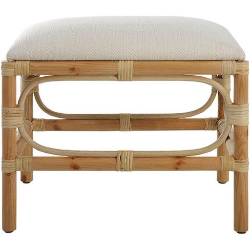Uttermost Laguna 24&quot;W White Fabric Rectangular Small Bench : Target throughout The Art of Styling with a Laguna White Fabric Rattan Bench
