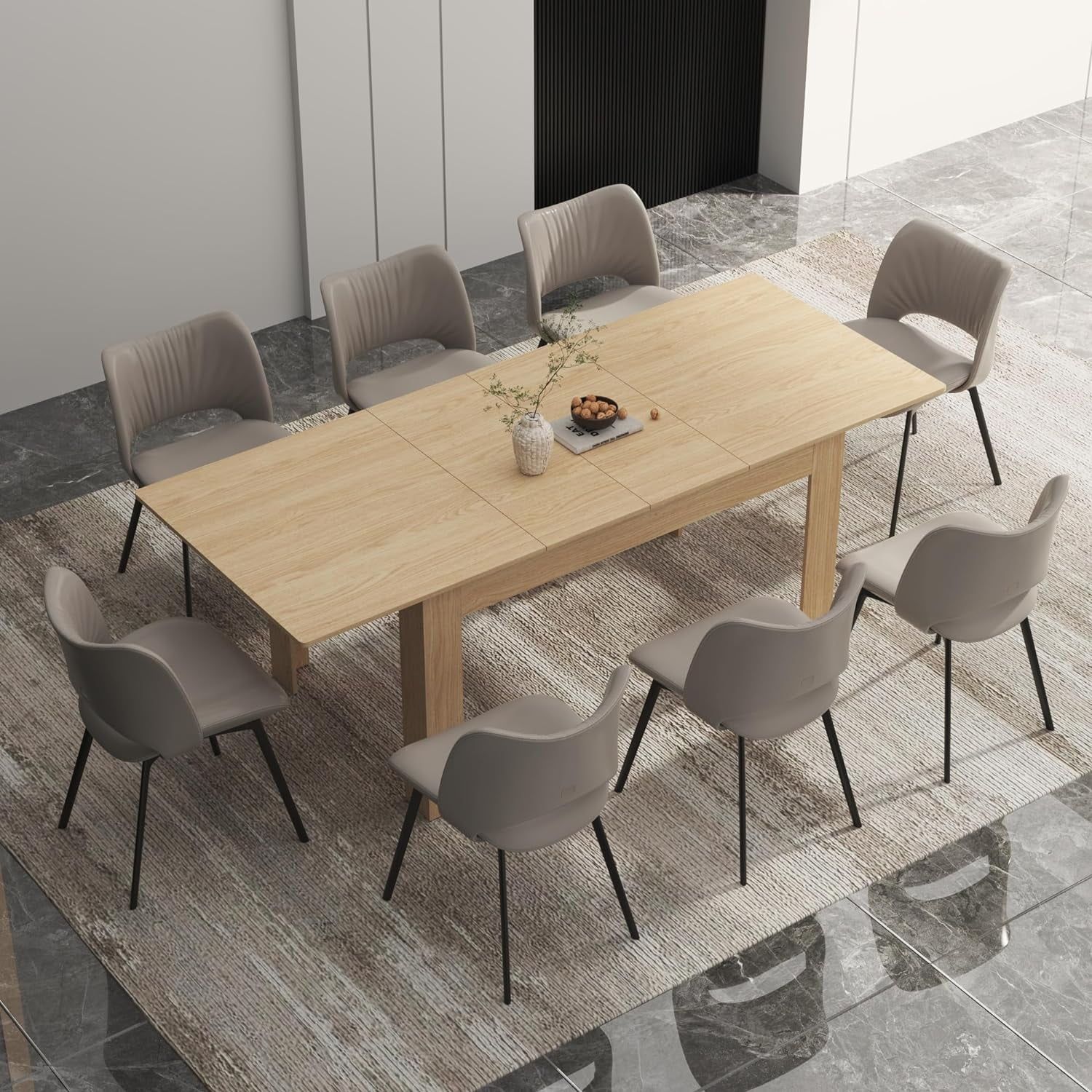 Vans Large Extendable Rectangular Dining Table For 6-10, Modern Wood ... within Designing the perfect extendable dining table for growing families