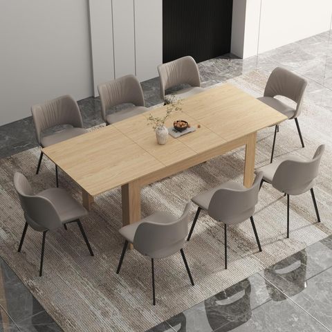 Vans Large Extendable Rectangular Dining Table For 6-10, Modern Wood ... within Designing the perfect extendable dining table for growing families