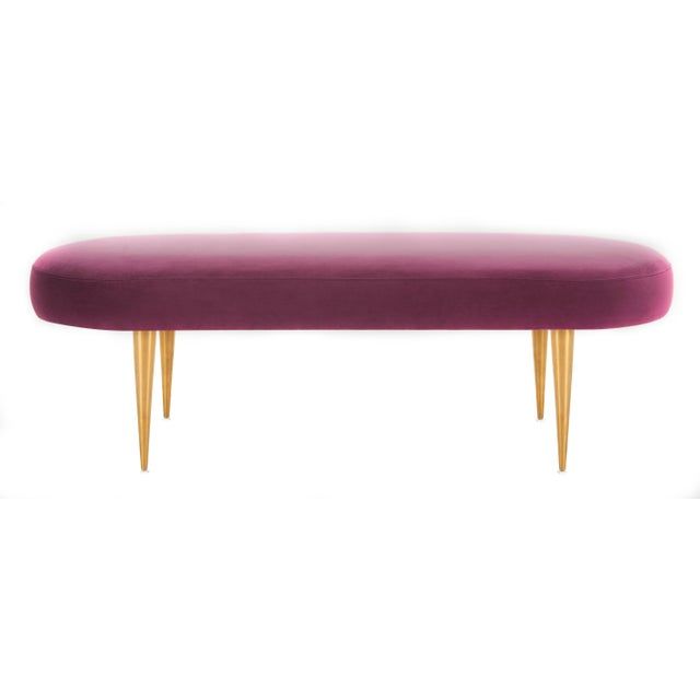 Velvet Oval Bench In Plum | Chairish for Beyond Seating Exploring the Versatility of a 45&quot; Plum and Purple Velvet Bench