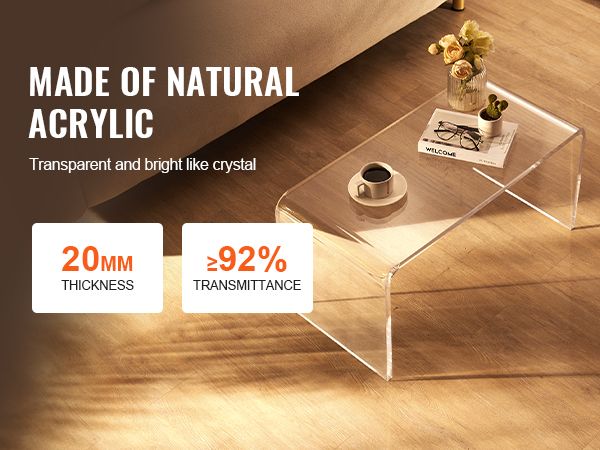 Vevor Acrylic Coffee Table, C-Shaped Clear Acrylic End Table, 16.3 Inch High Transparent Acrylic ... intended for Unpacking the ENJ61038/ENJ61039 Acrylic End Table Set Your Guide to Style and Function