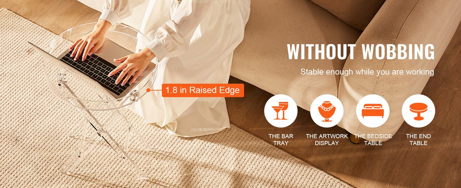Vevor Acrylic Folding Tray Table, Acrylic End Table With Folding X Leg, Clear Acrylic Side Table ... inside Enj61038 / Enj61039 Acrylic End Table Set, 2