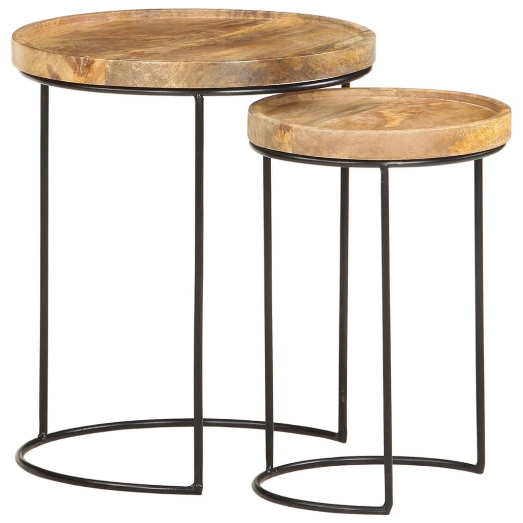 Vidaxl 2 Piece Coffee Table Set Solid Mango Wood And Steel - Wood ... pertaining to Unveiling the Charm of Acacia Wood and Steel Coffee Tables
