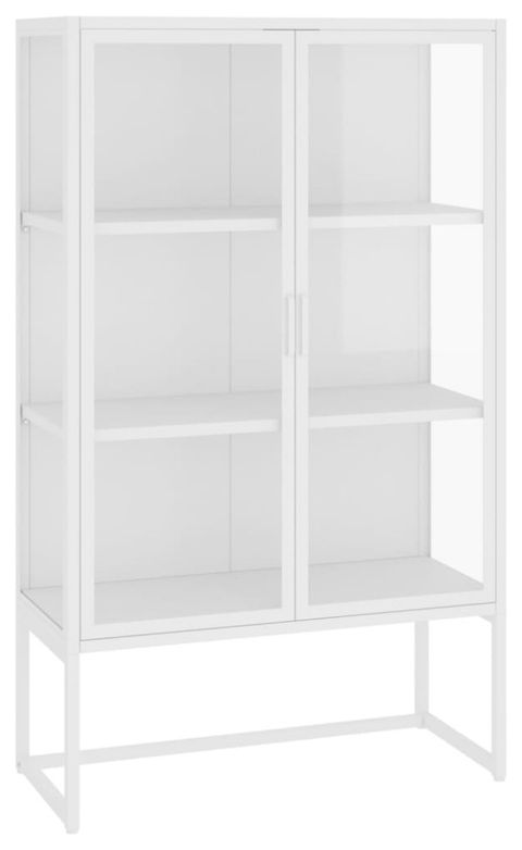 Vidaxl Highboard Black 53.1" Steel And Tempered Glass Side Cabinet ... in Vidaxl Office Cabinet White 35.4X15.7X70.9 Steel And Tempered Glass, 336421