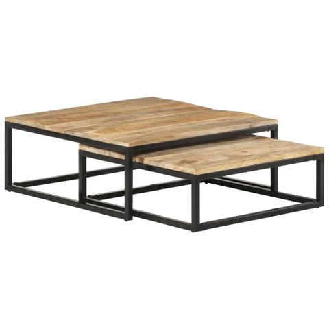 Vidaxl Nesting Coffee Tables 2 Pcs Solid Mango Wood | Vidaxl.com in Unlock Your Living Room's Potential with Mango Wood Nesting Tables