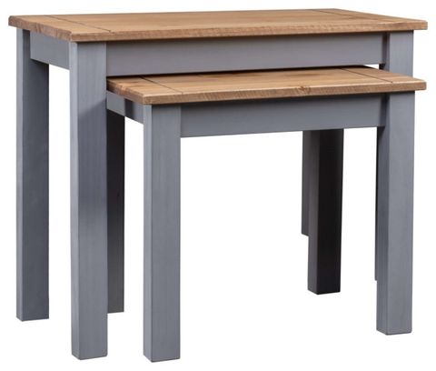 Vidaxl Nesting Tables 2-Piece Gray Solid Pine Wood Panama Range ... intended for Vidaxl Nesting Tables 2-Piece Solid Reclaimed Wood