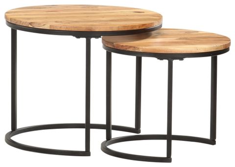 Vidaxl Nesting Tables 2-Piece Solid Acacia Wood - Industrial - Coffee ... within Enhance Your Space with vidaXL's 2-Piece Reclaimed Wood Nesting Tables