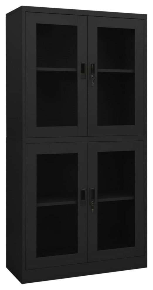 Vidaxl Office Cabinet Anthracite 35.4&quot;X15.7&quot;X70.9&quot; Steel And Tempered ... with regard to Vidaxl Office Cabinet White 35.4X15.7X70.9 Steel And Tempered Glass, 336421