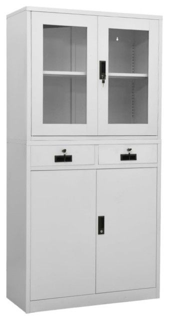 Vidaxl Office Cabinet Light Gray 35.4&quot;X15.7&quot;X70.9&quot; Steel And Tempered ... intended for The Art of Organization Finding Your Flow with the vidaXL Steel Cabinet
