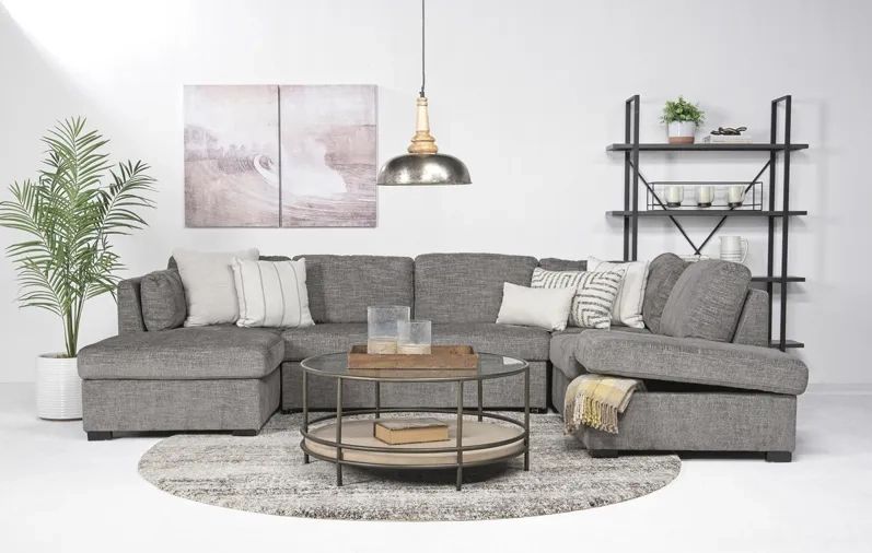 Vivian Full Pullout Dual Chaise Sectional In Gray Fabric (Fb), Left Facing throughout Maximizing Your Living Space The Hawthorne Collections Left Facing Sectional in Gray Explained