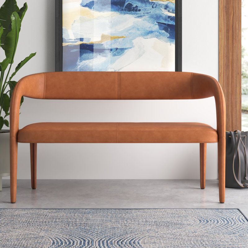 Wade Logan® Aurich Vegan Leather Upholstered Bench &amp; Reviews | Wayfair throughout Exploring the Versatility of a 72-Inch Tan Vegan Leather Bench in Your Home