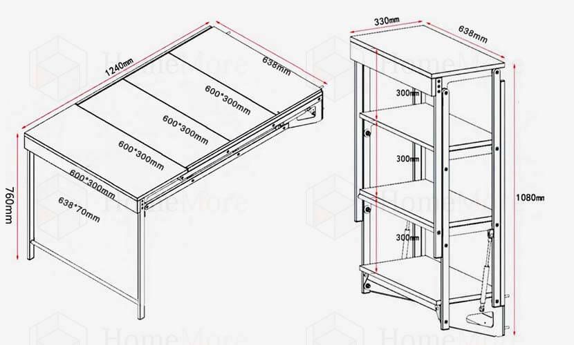 Wall Mounted Folding Dining Table (S5101) – Homemore regarding Understanding the Mechanics Behind Folding Dining Table Wall Fold Systems