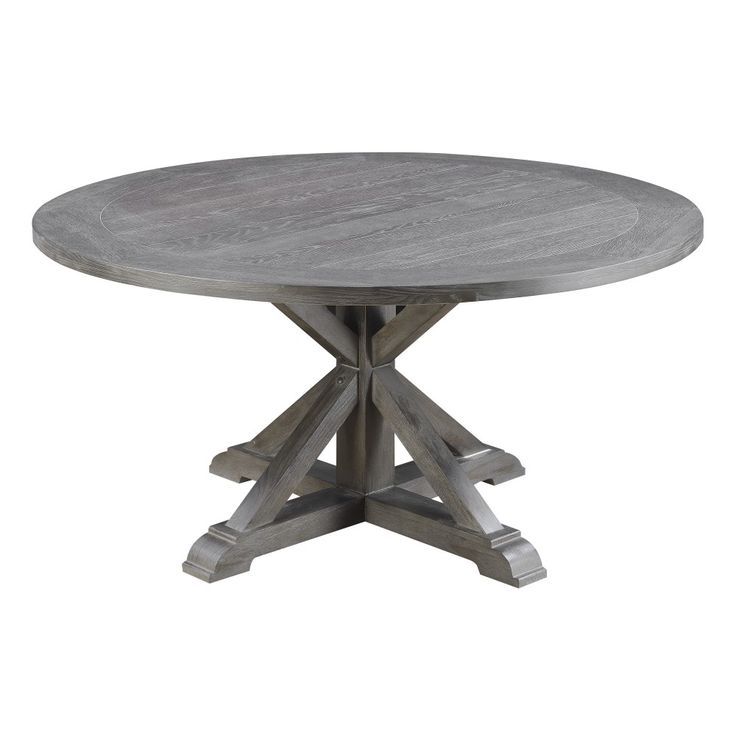 Wallace &amp; Bay - Morris Rustic Charcoal Gray 60&quot; Round Dining Table With ... throughout Antique Rustic Gray Round Dining Table