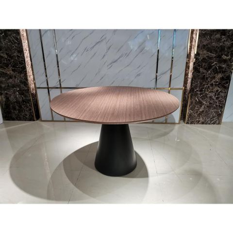 Walnut Wood Top 48" Round Dining Table W/Black Powder Coating Pedestal ... inside Walnut Wood Top Dining Table With Black Powder Coating Base